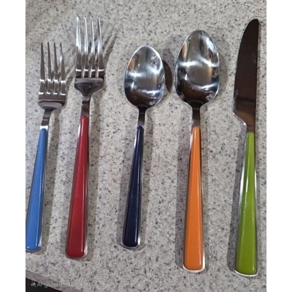 FIESTA Retired Merengue Flateware Set Of 5 Stainless/ABS Plastic - Picture 1 of 9